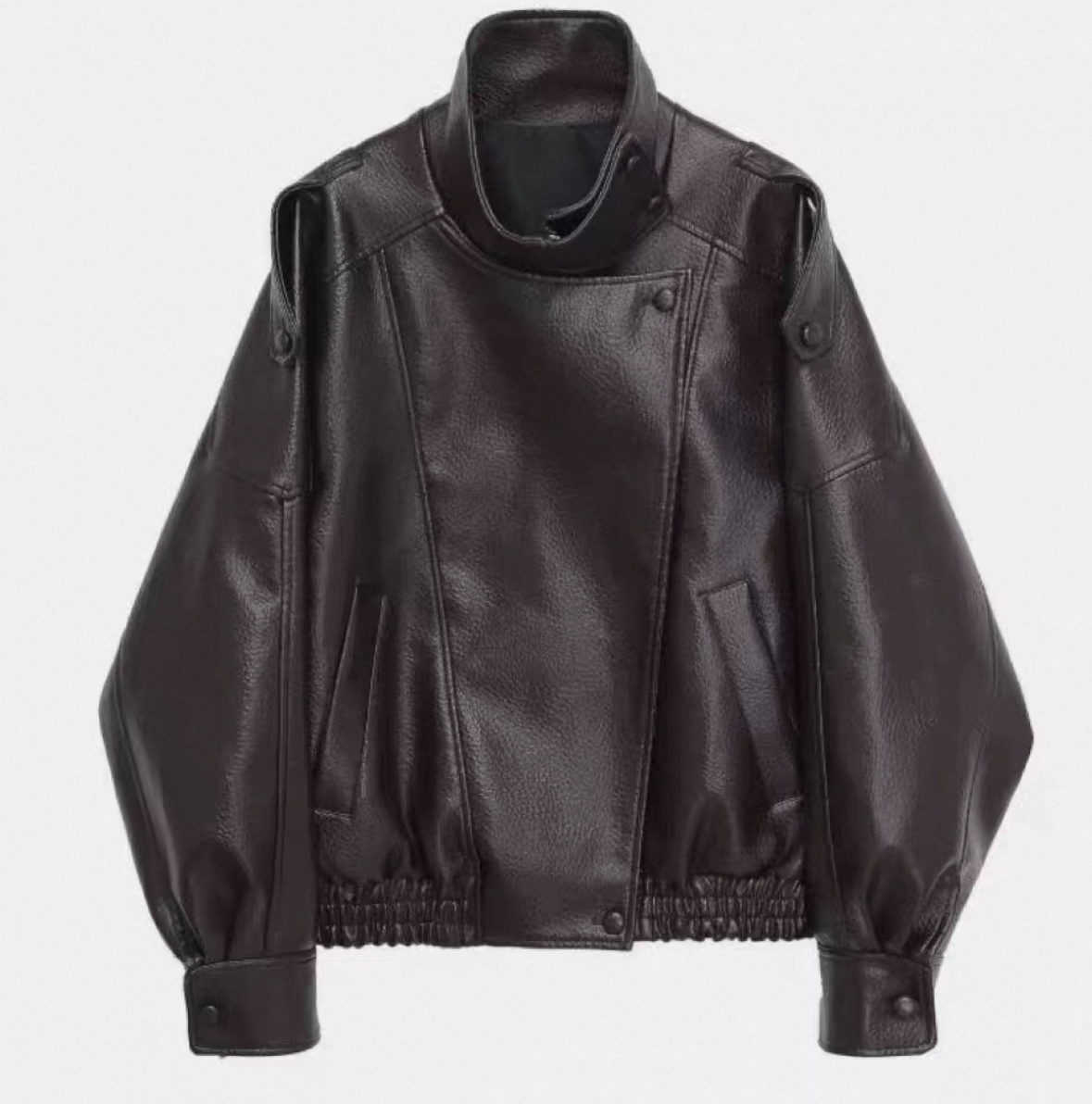 "Clara" Oversize Lederjacke mit Stehkragen