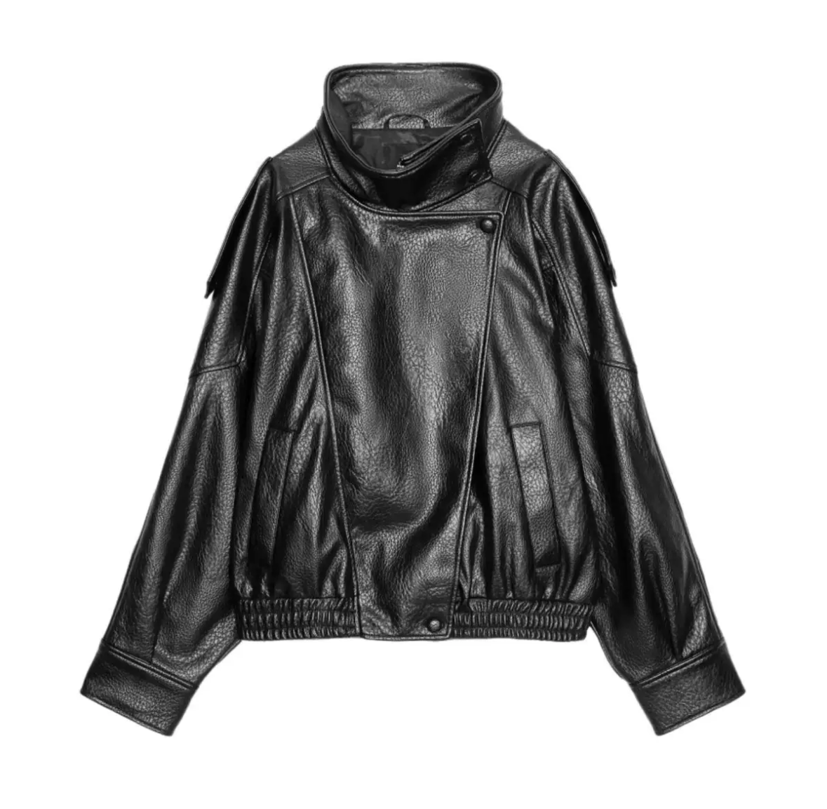 "Clara" Oversize Lederjacke mit Stehkragen